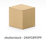 close up of a cardboard box on white background, Suitable for packaging mockup, branding, movers, put your logo on it.