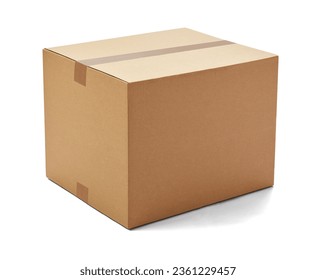 close up of  a cardboard box on white background
