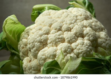 Close up of the cauliflower head in autumn