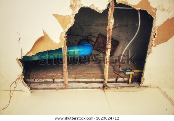 Close Ceiling Panels Damaged Huge Hole Stock Photo Edit Now