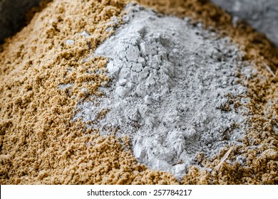 close up cement powder with sand