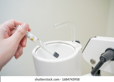 Close Up Cesium 137(CS-137)Radioactive Isotopes Used For Iodine Uptake Machine Calibration Before Iodine Uptake Diagnosis.