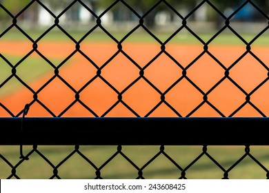 Close Up Chain Link Fence at Baseball Field