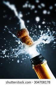 Close Up Of Champagne Cork Popping