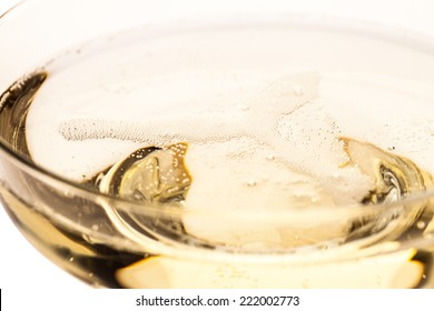 Close Up Of A Champagne Glass From The Side With Foam