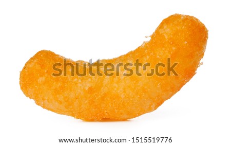 Close up cheese puff balls isolated on white