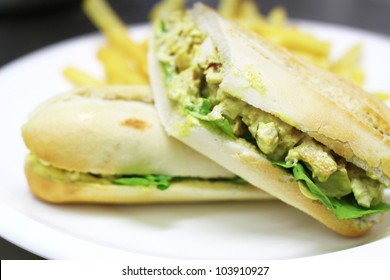 Close Up Of Chicken Sandwhich, Soft Focus, Blurred Background