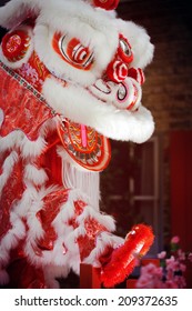 Close Up Of Chinese Lion Dance Face.