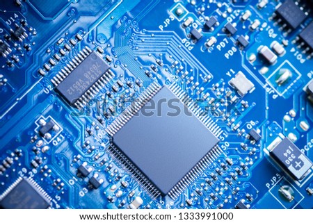 Close Up - Chips in a computer circuit board