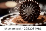 close up chocolate dessert with  ugar powder