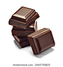 close up of chocolate pieces on white background - Powered by Shutterstock