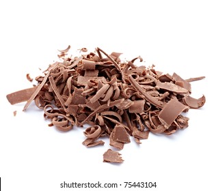 close up  of chocolate pieces on white background