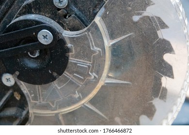 Close Up Of A Chop Saw Blade In Use