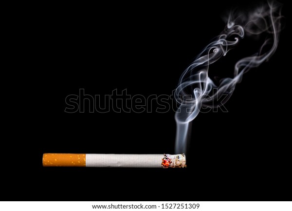 Close Cigarette Smoke Showing Black Background Stock Photo 1527251309 ...