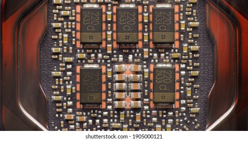 Close up of circuit board with central processing unit