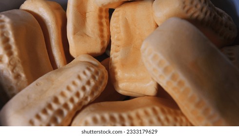 Close up of Circus peanuts with dramatic lighting