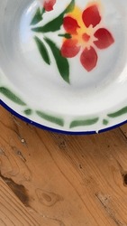 Close Up : Classic Indonesian Plates With Flower Images