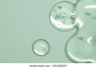 Close up Clear liquid cosmetic product. Gel texture with bubbles, skin care prodict