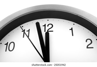 close up of clock on white background