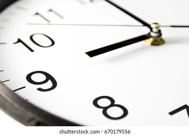 Close Up Of Clock With Selective Focus At 9 Oclock