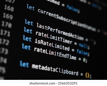Close up of code on computer screen
