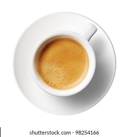 Close Up Of Coffee Cup On White Background