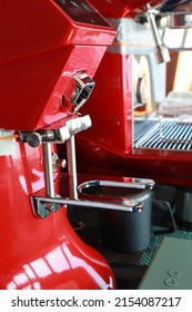 Close Up Coffee Maker, Espresso Machine. Luxury Automatic Coffee Maker For Caffe Latte, Espresso, Americano, Long Black