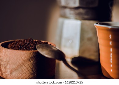 Close Up Coffee And Mocha Pot