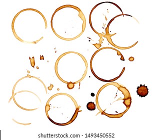 close up of  a coffee stain on white background