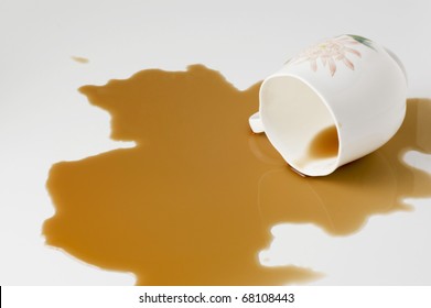 close up coffee stains on white background