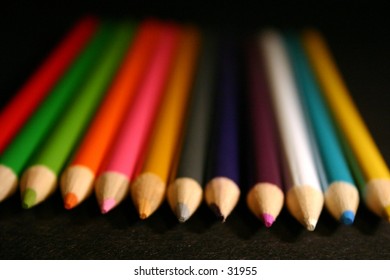close up of colored pencils