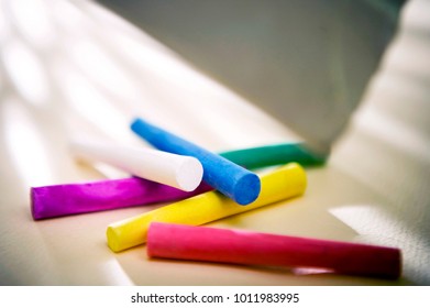 close up of colorful chalks