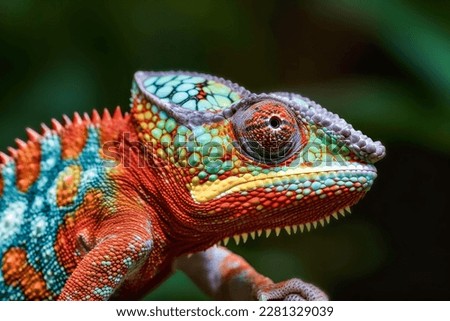 Close up of colorful chameleon