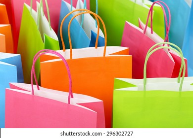 Close Up Of Colorful Paper Shopping Bags