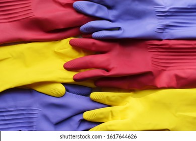 Close up of a colorful rubber gloves - Powered by Shutterstock