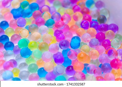 Close Up colorful science soil. It is used for planting trees and as an ornament for beauty in the flower pot. Or used to learn the sensory of small children. Colorful background concept of water bead