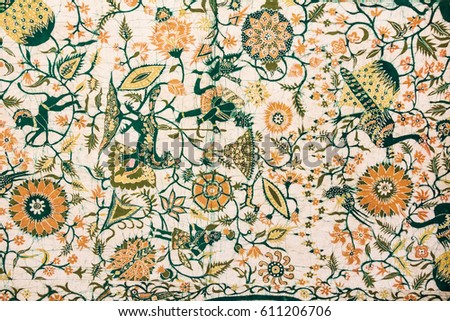 Close up colorful sinhalese pattern