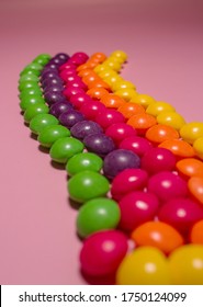 Close Up Of Colorful Skittles Sweets Candy