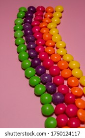 Close Up Of Colorful Skittles Sweets Candy