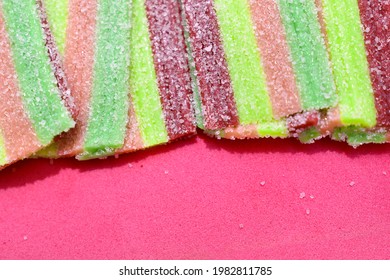 Close Up Colorful Sour Candy Strips