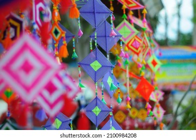 Close Up Colorful Spider Web North Eastern Thailand Flag