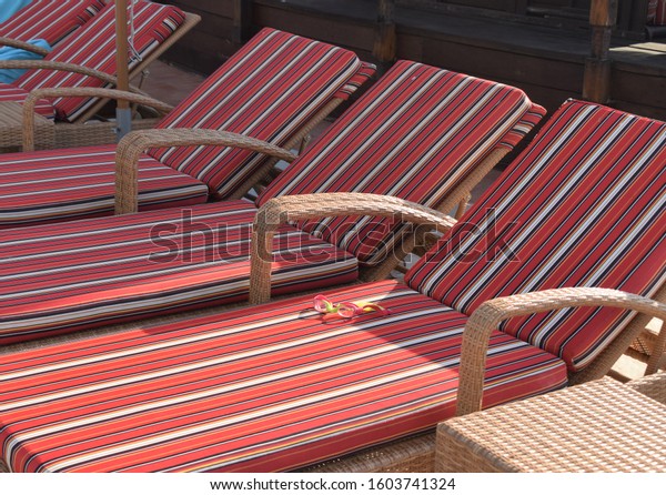 striped sun loungers