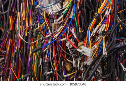 Close Up Of Colorful Tangled Wires