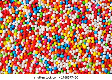 Close Up Colorful Texture Of Sparkling Sugar Bead Background