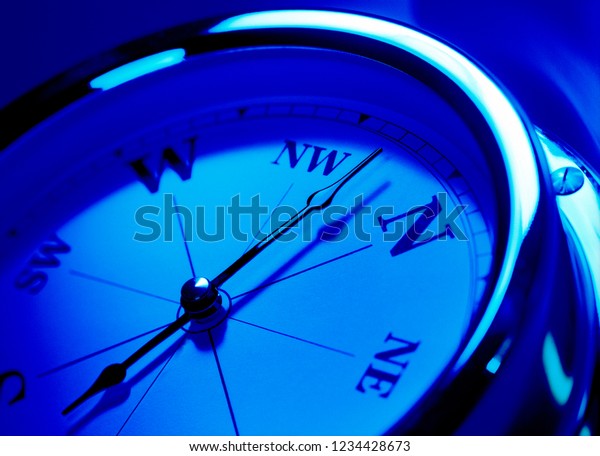 Close Compass Blue Tone Effect Pointing Stock Photo Edit Now