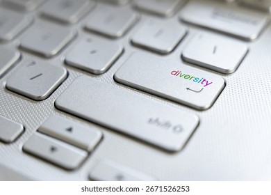 Close Up Of Computer Keyboard With Diversity Key Symbolizing Inclusion And Equality