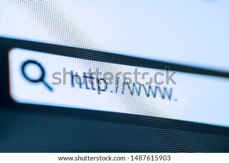 Close up of computer screen with address bar of web browser