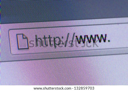 Close up of computer screen internet browser address bar with blank web url.