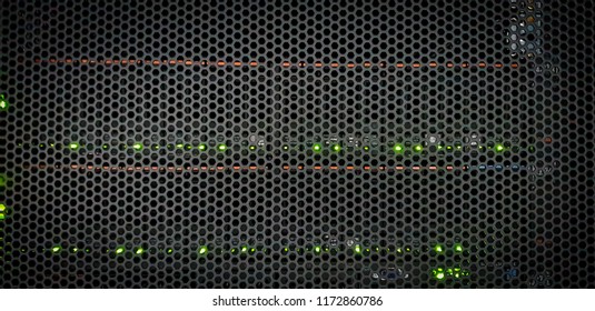 Close up Computer Server in dark of rack server.