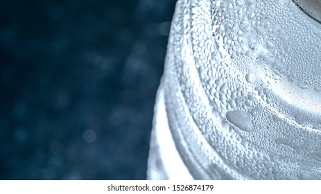 Close Up Condensation On Bottle Macro Photography Isolated On Black Background